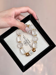 Clear Quartz White Phantom Quartz Beaded Crystal Bracelet 14/15mm