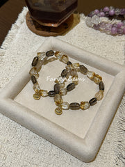 Smoky Quartz Citrine Beaded Crystal Bracelet