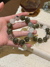 Black Herkimer Diamond Green Lepidolite White Phantom Quartz Silver Moonstone Beaded Crystal Bracelet 14+15mm