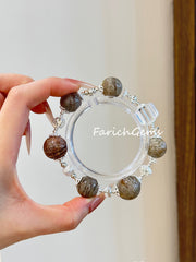 Layered Phantom Quartz Clear Quartz Beaded Crystal Bracelet 14/16+11mm