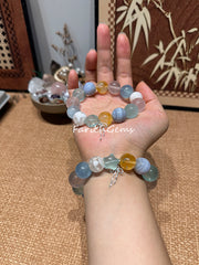 Multi-Gemstone Beaded Crystal Bracelet 14-15mm