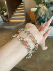 Black & Gold Super 7 Sunstone Clear Quartz Beaded Crystal Bracelet 8+10mm