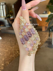 Citrine Azeztulite Quartz Pi Xiu Amethyst Azeztulite Beaded Crystal Bracelet 7mm