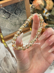 Citrine Quartz Copper Accessories Beaded Crystal Bracelet 7mm