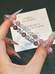 Strawberry Quartz Rose Quartz Amethyst Beaded Crystal Bracelet 6+6+6mm