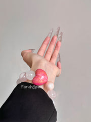 Chinese Lacquer Bead Rose Hematoid Quartz Beaded Crystal Bracelet