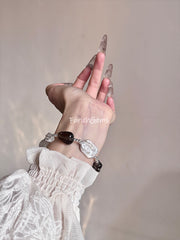 Clear Quartz Smoky Quartz Free Form Beaded Crystal Bracelet