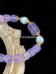 Natural Amethyst Jadeite Beaded Crystal Bracelet 8mm