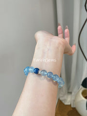 Aquamarine Kyanite Beaded Crystal Bracelet 10mm
