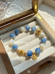 Kyanite Pearl Beaded Crystal Bracelet 9/10mm