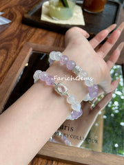 Blue Moonstone Amethyst Azeztulite Quartz Beaded Crystal Bracelet 9mm