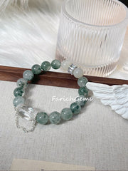 White Moonstone Green Quartz Clear Quartz Beaded Crystal Bracelet 11+10mm