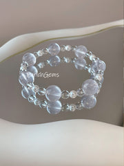 Pearl Rose Quartz Clear Quartz Beaded Crystal Bracelet 5+11mm