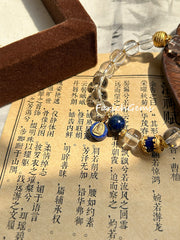 Lapis Lazuli Clear Quartz Beaded Crystal Bracelet 8mm