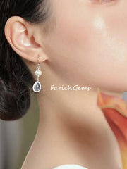 Natural Aquamarine Pearl 925 Sterling Silver Earring