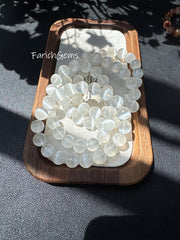 Natural Selenite Beaded Crystal Bracelet 8/10/12/14mm