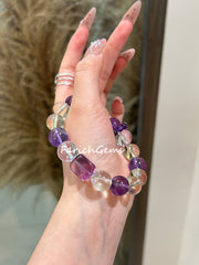 Amethyst Clear Quartz Citrine Beaded Crystal Bracelet 12mm