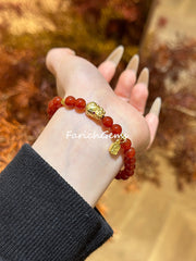 Red Agate Pi Xiu Copper Accessories Beaded Crystal Bracelet 6mm