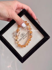 Citrine Quartz Beaded Crystal Bracelet 8-9mm