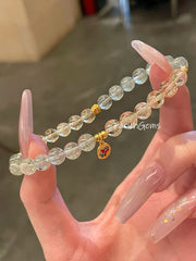 Green Phantom Quartz Citrine Azeztulite Quartz Beaded Crystal Bracelet 6mm