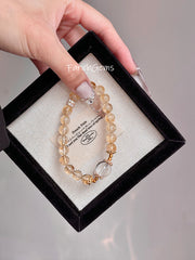 Citrine Clear Quartz Beaded Crystal Bracelet 8+12mm