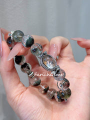 Green Phantom Quartz Beaded Crystal Bracelet 11.5mm