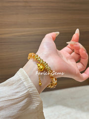 Citrine Quartz Copper Accessories Beaded Crystal Bracelet 7mm+