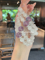 Clear Azeztulite Quartz Amethyst Azeztulite Quartz Beaded Crystal Bracelet 10+14mm