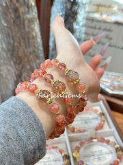 Black & Gold Super 7 Fire Hematoid Quartz Beaded Crystal Bracelet 8+10mm