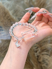 Clear Quartz Peace Amulet 925 Silver Accessories Beaded Crystal Bracelet 8mm