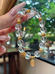 High-Clarity Clear Quartz Vermeil Accessories Beaded Crystal Bracelet 10mm