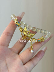 Citrine Fox Mask Copper Accessories Beaded Crystal Bracelet 8mm