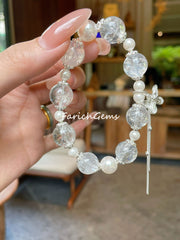 Clear Azeztulite Quartz Butterfly Accessories Beaded Crystal Bracelet 12mm