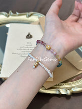 Double Wrap Rainbow Tourmaline Pearl Beaded Crystal Bracelet 4mm