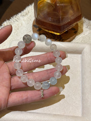 Blue Moonstone Aquamarine Green Phantom Quartz Beaded Crystal Bracelet 9+12mm