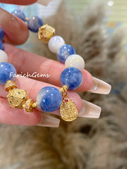 Kyanite Pearl Beaded Crystal Bracelet 9/10mm