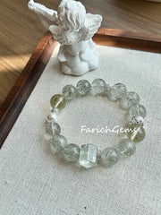 Green Rutilated Quartz Citrine Beaded Crystal Bracelet 11+12mm