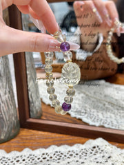 Nine-Tailed Fox Citrine Amethyst Beaded Crystal Bracelet 8-9mm