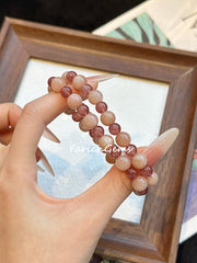 Double Wrap Strawberry Quartz Peach Moonstone Beaded Crystal Bracelet 6+8mm