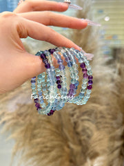 Natural Rainbow Fluorite Beaded Crystal Bracelet