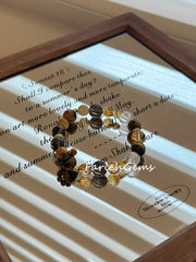 Golden Yellow Tiger's Eye Stone Citrine Rose Quartz Beaded Crystal Bracelet 8+10mm