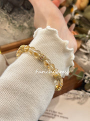 Citrine Quartz Copper Accessories Beaded Crystal Bracelet 7mm
