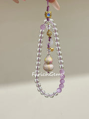 Gourd Shaped Kunzite Clear Quartz White Agate Charm