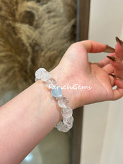 Clear Azeztulite Quartz Aquamarine Beaded Crystal Bracelet 10mm