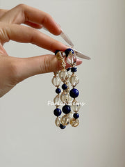 Citrine Lapis Lazuli Beaded Crystal Bracelet