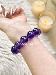 Uruguayan Natural Amethyst Beaded Crystal Bracelet (7A-Grade)