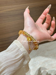 Citrine Quartz Copper Accessories Beaded Crystal Bracelet 7mm+