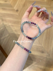 Natural Rainbow Fluorite Beaded Crystal Bracelet