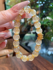 Golden Rutilated Quartz Beaded Crystal Wrap Protection Bracelet 10mm