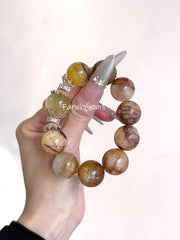 Yellow Hematoid Quartz Golden Lepidolite Beaded Crystal Bracelet 18mm